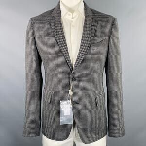 ALEXANDER MCQUEEN Size 44 Grey Black Houndstooth Cotton Blend Sport Coat